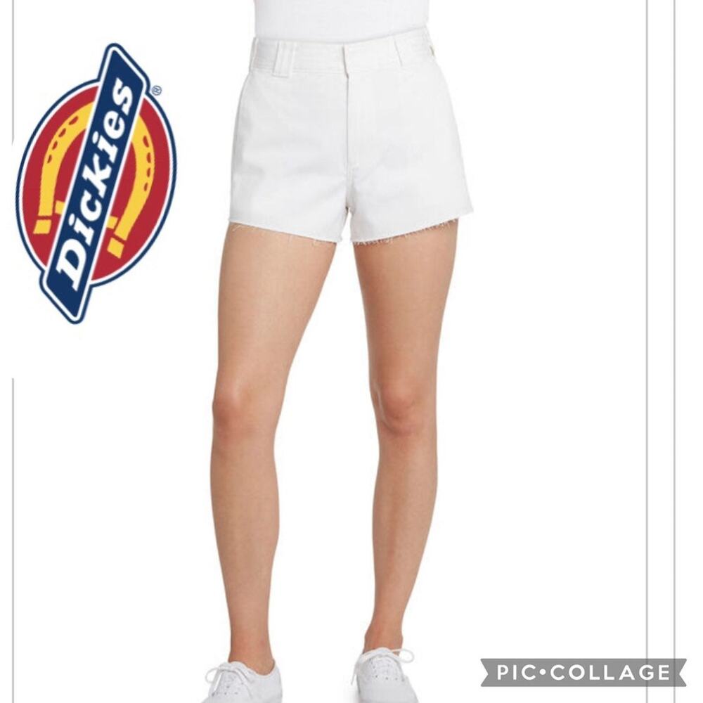 Dickies Girl Juniors' High Rise Fray white shorts size 7 28 waist
